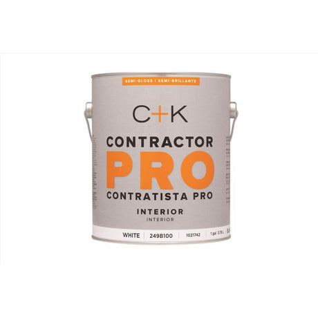 C+K Contractor Pro Semi-Gloss White Water-Based Paint Interior 1 gal, Pack of 4