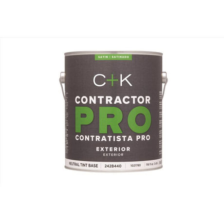 C+K Contractor Pro Satin Tint Base Neutral Base Paint Exterior 1 gal, Pack of 4