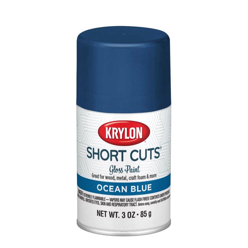 Krylon Short Cuts Gloss Ocean Blue Spray Paint 3 oz, Pack of 6