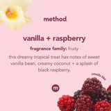 Method Vanilla & Raspberry Scent Gel Hand Wash Refill 34 oz