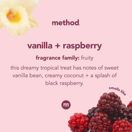 Method Vanilla & Raspberry Scent Gel Hand Wash 12 oz, Pack of 3