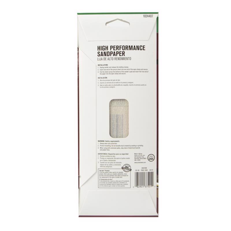 Ace 9 in. L X 3.66 in. W 80 Grit Aluminum Oxide Sanding Sheet 5 pk