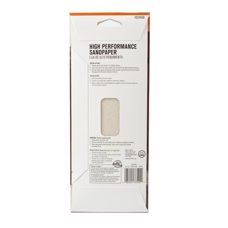 Ace 9 in. L X 3.66 in. W 120 Grit Aluminum Oxide Sanding Sheet 5 pk