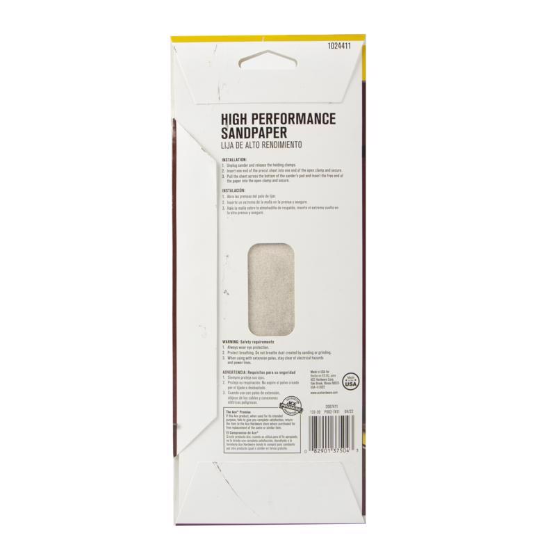 Ace 9 in. L X 3.66 in. W 220 Grit Aluminum Oxide Sanding Sheet 5 pk
