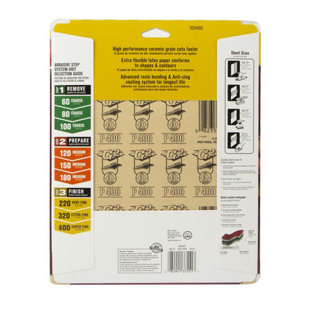Ace 11 in. L X 9 in. W 400 Grit Aluminum Oxide All Purpose Sandpaper 4 pk