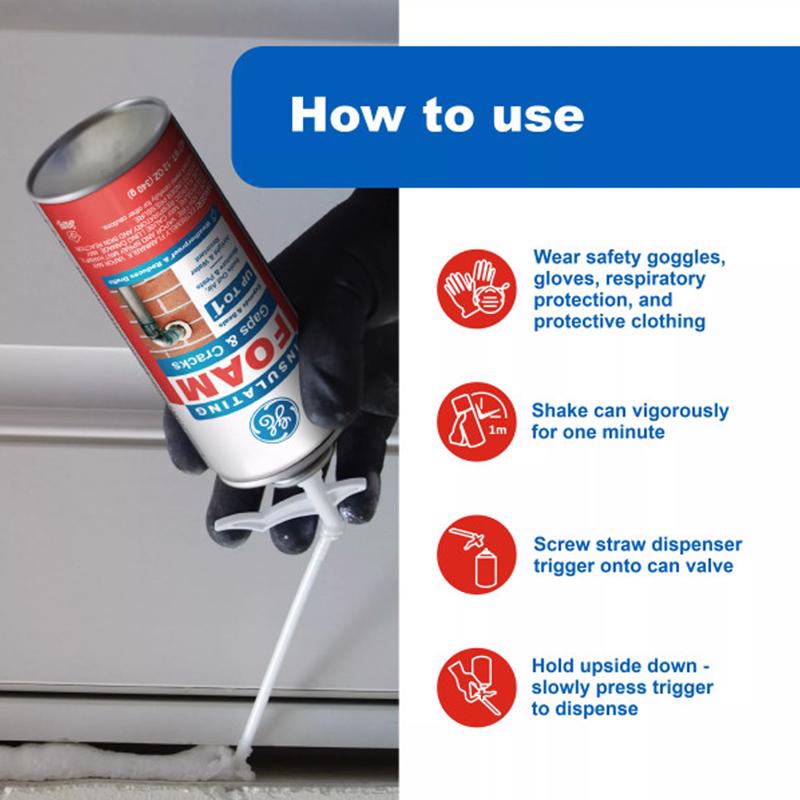 GE White Foam Gaps and Cracks Insulating Sealant 12 oz, Pack of 12