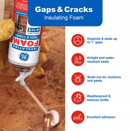 GE White Foam Gaps and Cracks Insulating Sealant 12 oz, Pack of 12