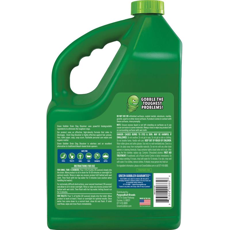 Green Gobbler Liquid Drain Clog Remover 1 gal, Pack of 4