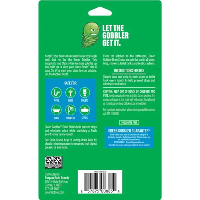 Green Gobbler Strip Drain Deodorizer 1.47 oz, Pack of 12