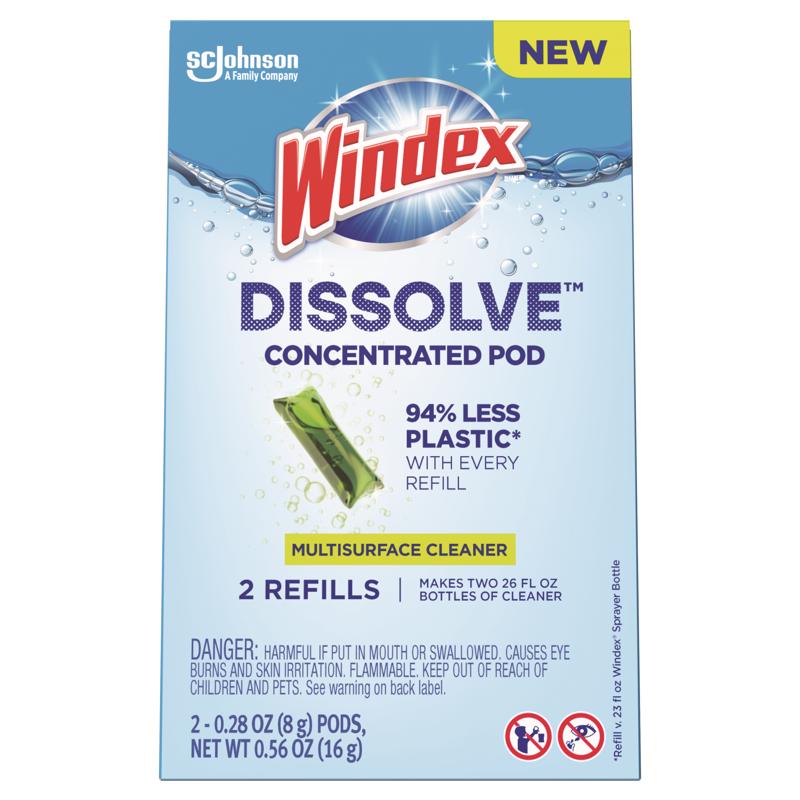 Windex Dissolve Fresh Scent Concentrated Multi-Surface Cleaner Liquid 56 oz, Pack of 6