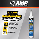 DAP AMP White Polymer Advanced Hybrid Caulk Sealant 9 oz, Pack of 12