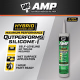 DAP AMP Gray Polymer Advanced Hybrid Self-Leveling Sealant 9 oz, Pack of 12