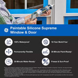 GE White Supreme Silicone Window and Door Caulk Sealant 9.5 oz, Pack of 12