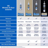 GE White Supreme Silicone Window and Door Caulk Sealant 9.5 oz, Pack of 12