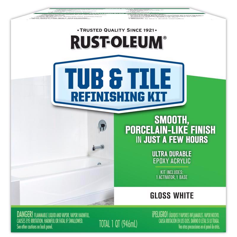 Rust-Oleum Specialty Gloss White Tub and Tile Refinishing Kit Interior 1 qt, Pack of 4