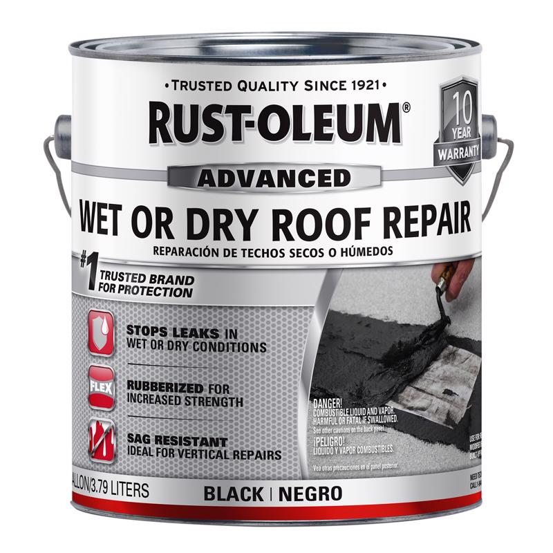 Rust-Oleum 347427 Wet Roof Repair, Black, Liquid, 0.9 gal, Pack of 2