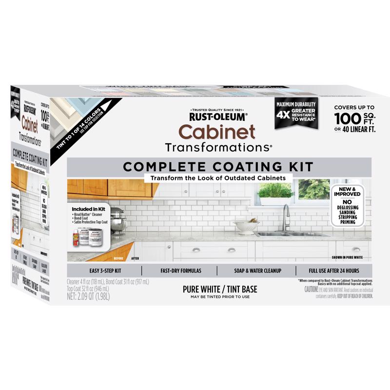 Rust-Oleum Cabinet Transformations Satin White Tint Base Cabinet Refinishing System Interior 1 qt, Pack of 2