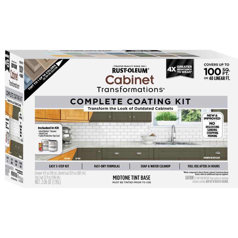 Rust-Oleum Cabinet Transformations Satin Tint Base Mid-Tone Base Cabinet Refinishing System Interior, Pack of 2