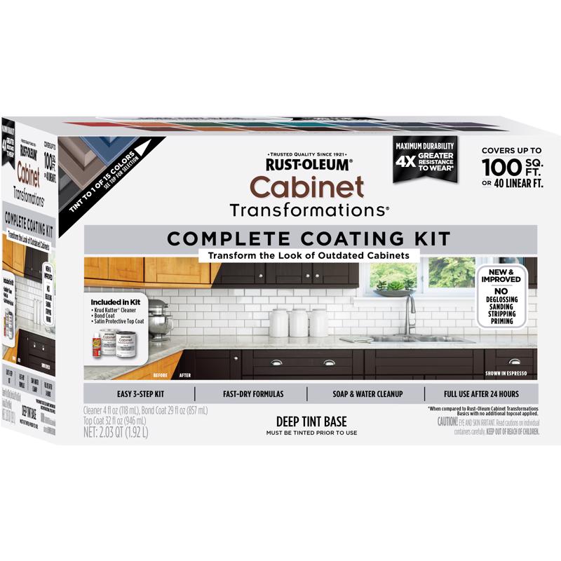 Rust-Oleum Cabinet Transformations Satin Tint Base Deep-Tone Base Cabinet Refinishing System Interio, Pack of 2