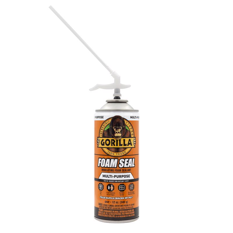 Gorilla Gray Foam Multipurpose Insulating Sealant 12 oz, Pack of 12