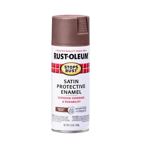 Rust-Oleum 7774830 Rust Preventative Spray Paint, Low Satin, Chestnut, 12 oz, Can