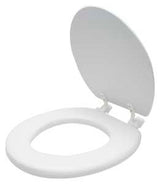 ProSource S001-WH Toilet Seat, Round, PP, White, Plastic Hinge