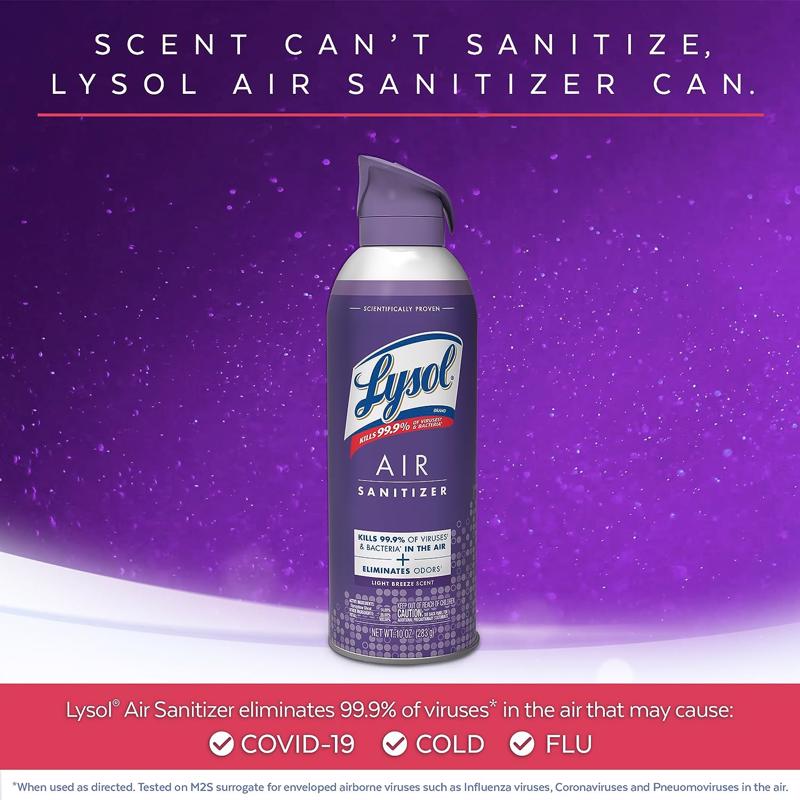 Lysol Light Breeze Scent Air Sanitizer 10 oz 1 pk, Pack of 6