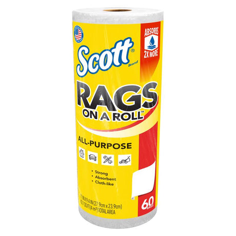 Scott Rags On a Roll Cleaning Cloth 9.4 in. W X 11 in. L 60 sheet 1 pk, Pack of 12
