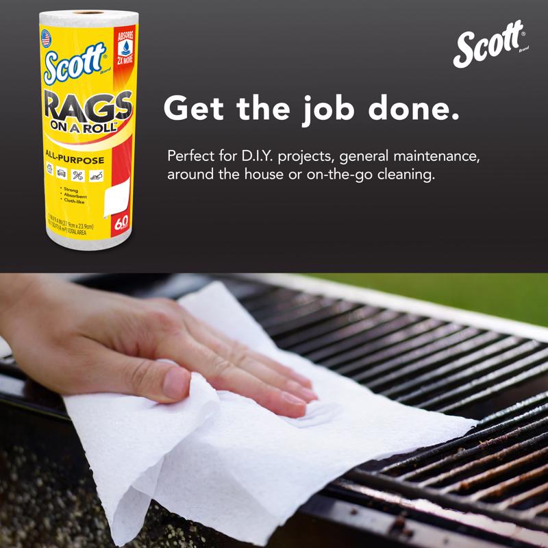 Scott Rags On a Roll Cleaning Cloth 9.4 in. W X 11 in. L 60 sheet 1 pk, Pack of 12