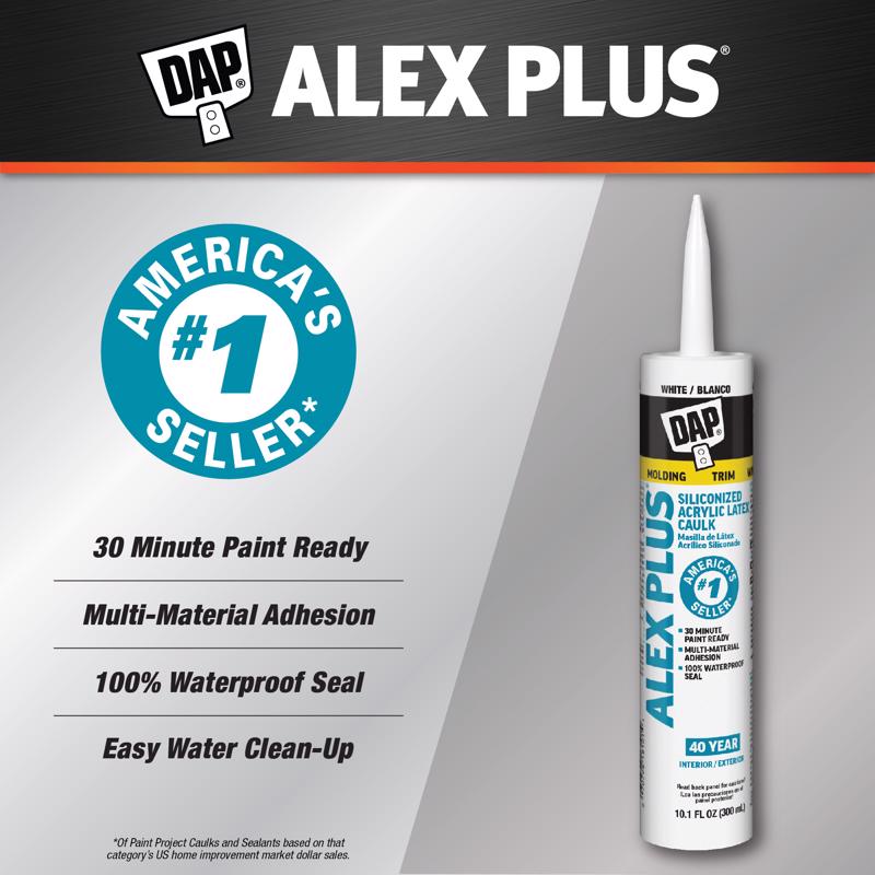 DAP Alex Plus White Siliconized Acrylic Latex All Purpose Caulk 10.1 oz