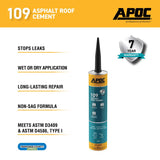 APOC Black Asphalt Roof Cement 10 oz, Pack of 12