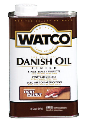 WATCO Transparent Light Walnut Oil-Based Danish Oil 1 qt, Pack of 4