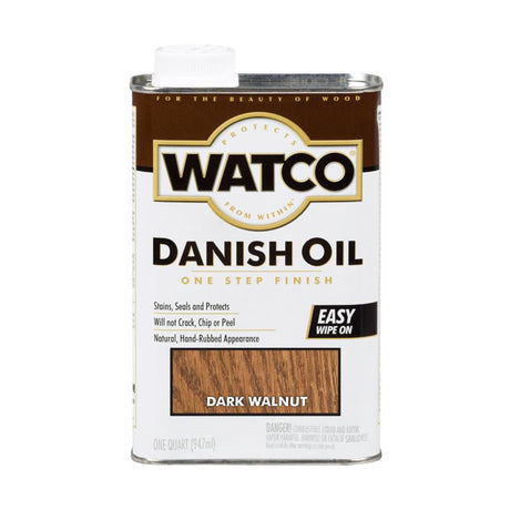 WATCO Transparent Dark Walnut Oil-Based Danish Oil 1 qt, Pack of 4