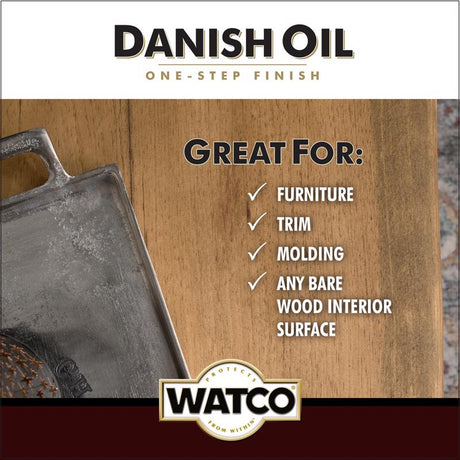 WATCO Transparent Dark Walnut Oil-Based Danish Oil 1 qt, Pack of 4