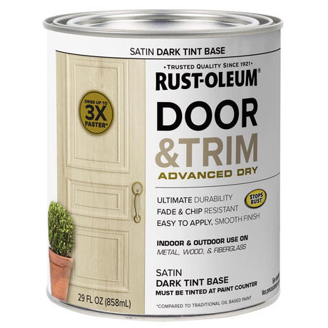 Rust-Oleum Stops Rust Satin Dark Tint Base Door Paint Exterior and Interior 1 qt, Pack of 2