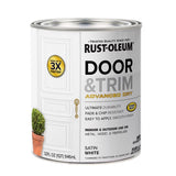 Rust-Oleum Stops Rust Satin White Water Base Door Paint Exterior and Interior 1 qt, Pack of 2