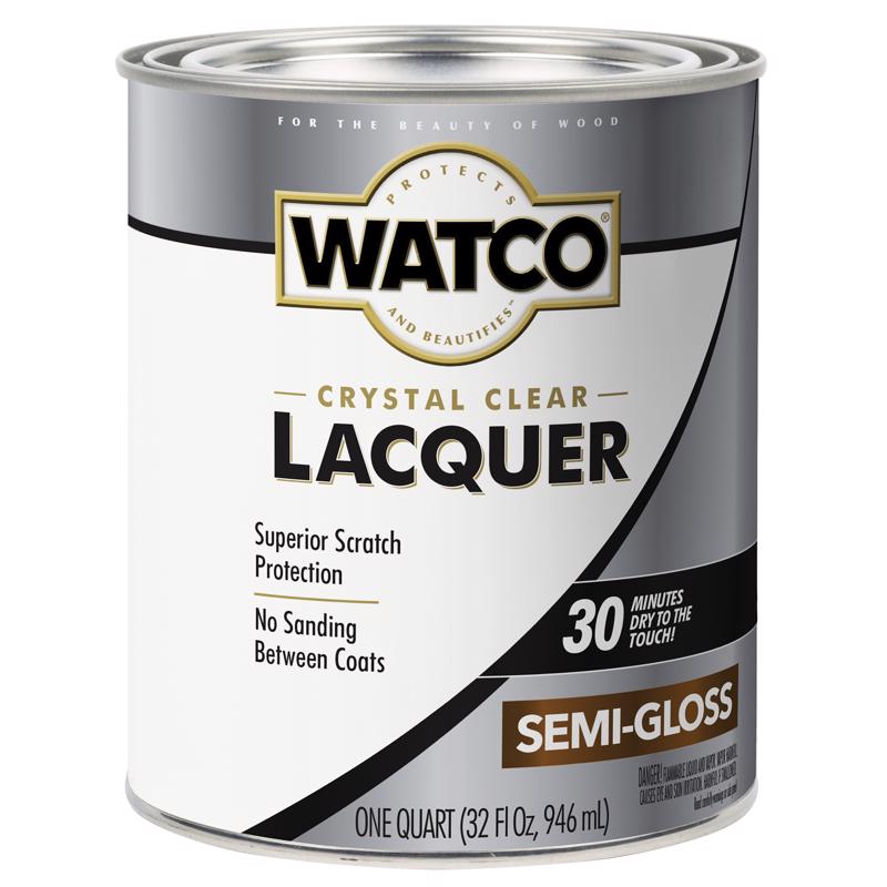 WATCO Semi-Gloss Crystal Clear Oil-Based Wood Finish Lacquer 1 qt, Pack of 2