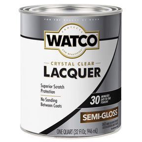WATCO Semi-Gloss Crystal Clear Oil-Based Wood Finish Lacquer 1 qt, Pack of 2