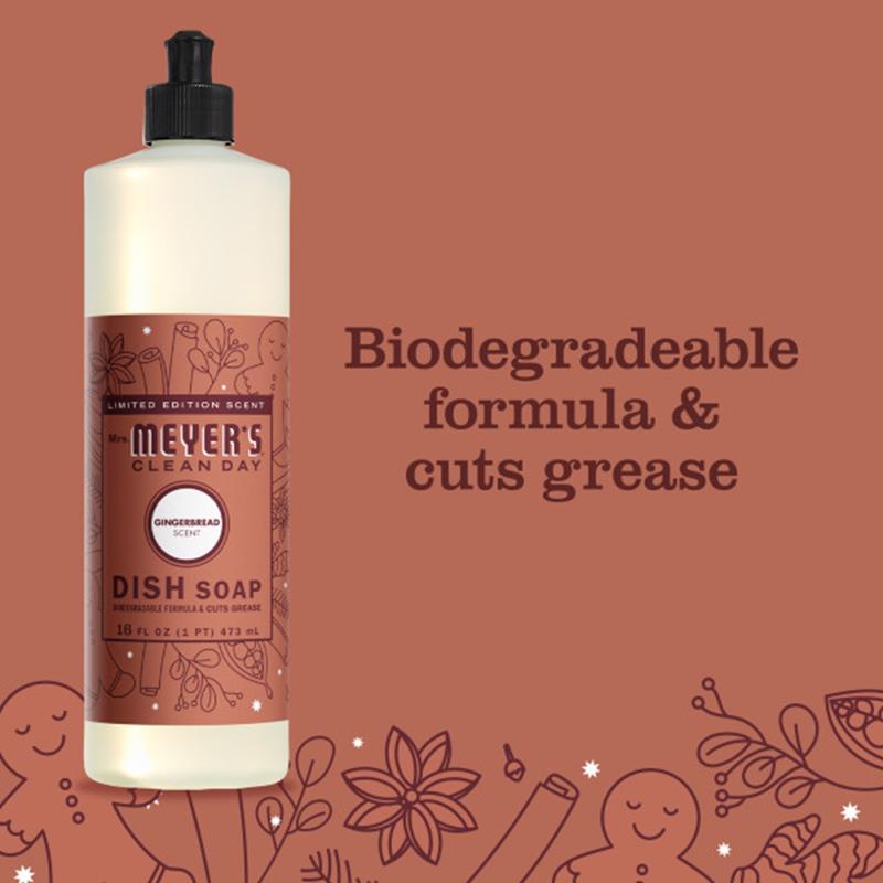 Mrs. Meyer's Clean Day Gingerbread Scent Liquid Dish Soap 16 oz 1 pk, Pack of 6