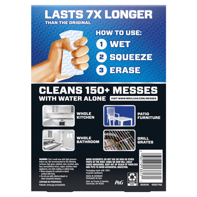 Mr. Clean Ultra Thick Eraser Heavy Duty Cleaning Pad For All Purpose 4.6 in. L 3 pk, Pack of 4