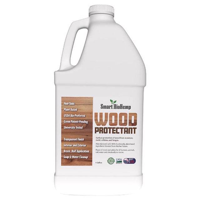 Smart BioHemp Flat Clear Fully-Transparent Water-Based Wood Protector 1 gal, Pack of 4