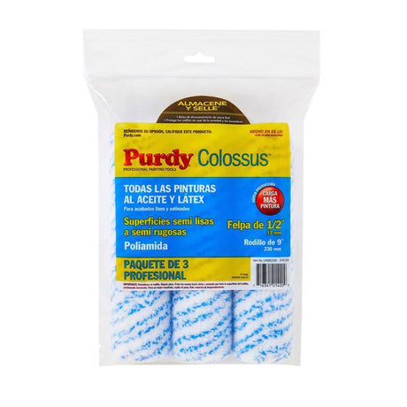 Purdy Colossus Polyamide Fabric 9 in. W X 1/2 in. Regular Paint Roller Cover 3 pk