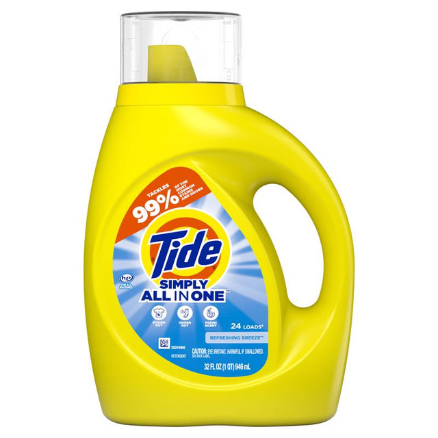 Tide Simply All In One Refreshing Breeze Scent Detergent Liquid 32 fl. oz. 1 pk, Pack of 6