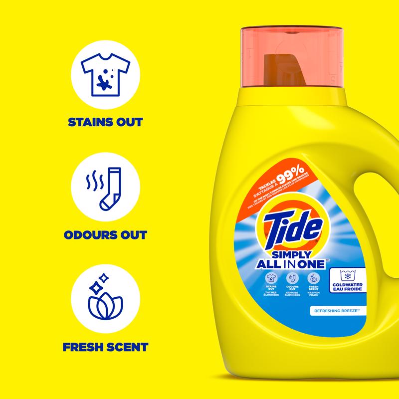 Tide Simply All In One Refreshing Breeze Scent Detergent Liquid 32 fl. oz. 1 pk, Pack of 6