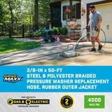 SurfaceMaxx 3/8 in. D X 50 ft. L Steel and Polyester Braided Pressure Washer Hose 4500 psi
