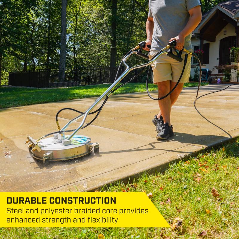 SurfaceMaxx 3/8 in. D X 50 ft. L Steel and Polyester Braided Pressure Washer Hose 4500 psi