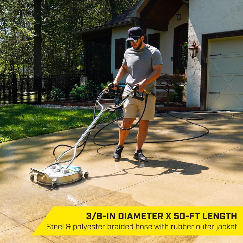 SurfaceMaxx 3/8 in. D X 50 ft. L Steel and Polyester Braided Pressure Washer Hose 4500 psi