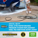 SurfaceMaxx 3/8 in. D X 50 ft. L Steel and Polyester Braided Pressure Washer Hose 4500 psi