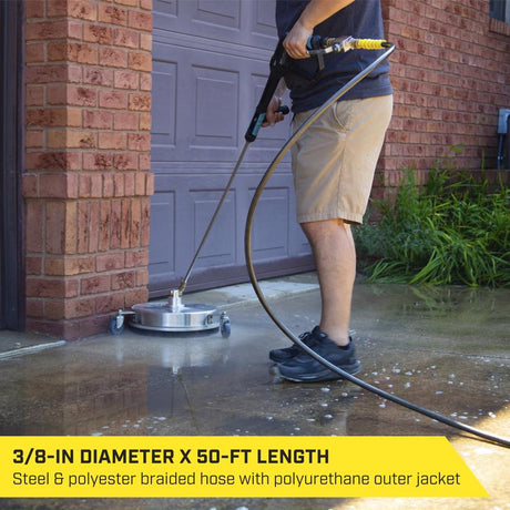 SurfaceMaxx 3/8 in. D X 50 ft. L Steel and Polyester Braided Pressure Washer Hose 4500 psi