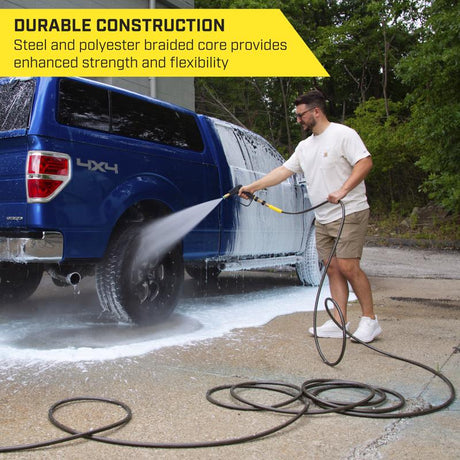 SurfaceMaxx 3/8 in. D X 50 ft. L Steel and Polyester Braided Pressure Washer Hose 4500 psi